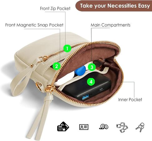 M-Plateau Leather Crossbody Bags for Women, Small Sling Bag for Women, Phone Purse with Adjustable Strap in Saudi Arabia