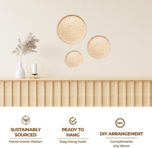 7 Pcs Bobo Wall Baskets Set, Farmhouse Woven Wall Decor, Woven Wall Basket, Wicker Basket Wall Decor, Woven Basket for Wall Decor in Saudi Arabia