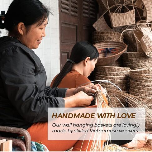 7 Pcs Bobo Wall Baskets Set, Farmhouse Woven Wall Decor, Woven Wall Basket, Wicker Basket Wall Decor, Woven Basket for Wall Decor in Saudi Arabia