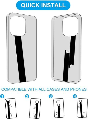 MECCANIXITY Phone Grip Strap Portable Wrist Strap Silicone Elastic Cord for Phone Case Black 1Pcs in Saudi Arabia