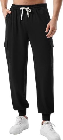 بنطلون رياضي رجالي من SILKWORLD مع جيوب للركض للرجال، سروال كاجوال برباط in Kuwait