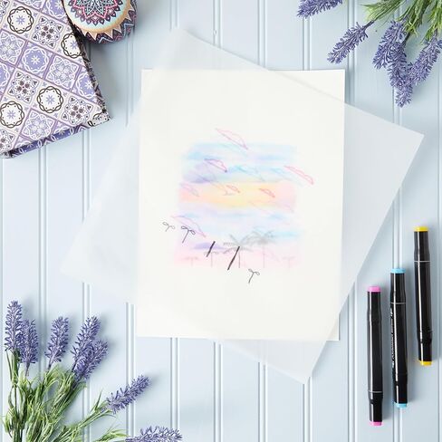 عبوة من 100 ورقة قيمة - ورق رسم وتتبع شفاف ابيض - 8.5 × 11 انش - ورق رسوم متحركة تقليدي للرسوم الهزلية - 100 قطعة in Kuwait