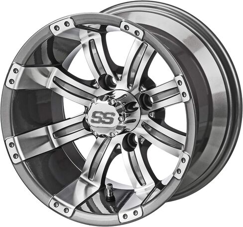 RM Cart 12" Casino Black Machined on 20x10-12 Sierra Classic Tires (Set of 4), Golf Cart Tires and Wheels, Use on Lawn Mowers and ATV’s, Fits Standard Lug Nuts, Assembled Before Shipping in Saudi Arabia