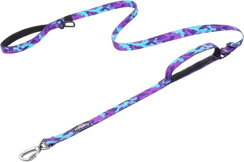 Hotsky Heavy Duty Dog Leash with Two Padded Handles,4.5-6 FT Adjustable Nylon Seatbelt Dog Leash with Traffic Handle and Carabiner for Large Medium and Small Breed Dogs That Pull,Purple Camo in Saudi Arabia