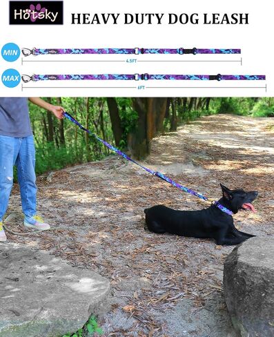 Hotsky Heavy Duty Dog Leash with Two Padded Handles,4.5-6 FT Adjustable Nylon Seatbelt Dog Leash with Traffic Handle and Carabiner for Large Medium and Small Breed Dogs That Pull,Purple Camo in Saudi Arabia