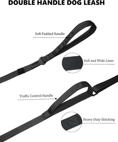 مقود الكلاب شديد التحمل من هوتسكي بمقبضين مبطنين، مقود الكلب بحزام أمان من النايلون قابل للتعديل بطول 4.5-6 أقدام مع مقبض حركة وحلقة تسلق للكلاب الكبيرة والمتوسطة والصغيرة التي تسحب، مموه أرجواني in Kuwait