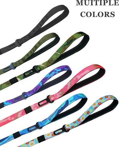 مقود الكلاب شديد التحمل من هوتسكي بمقبضين مبطنين، مقود الكلب بحزام أمان من النايلون قابل للتعديل بطول 4.5-6 أقدام مع مقبض حركة وحلقة تسلق للكلاب الكبيرة والمتوسطة والصغيرة التي تسحب، مموه أرجواني in Kuwait