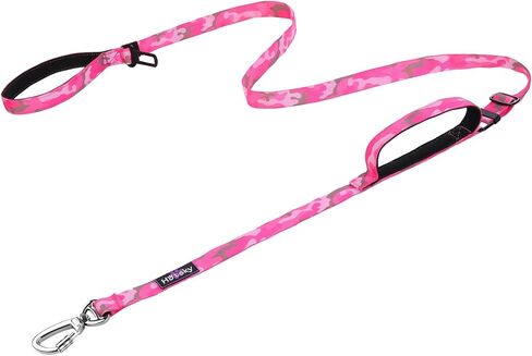 Hotsky Heavy Duty Dog Leash with Two Padded Handles,4.5-6 FT Adjustable Nylon Seatbelt Dog Leash with Traffic Handle and Carabiner for Large Medium and Small Breed Dogs That Pull,Purple Camo in Saudi Arabia