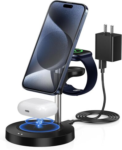3 in 1 Wireless Charging Station for MagSafe Apple iPhone 15 14 13 12, Apple Watch and AirPods Pro in Kuwait