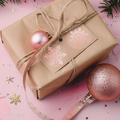 AnyDesign 1000Pcs Clear Christmas Stickers Roll Gold Foil Snowflake Stickers Xmas Winter Holiday Round Adhesive Label Stickers Decal for Xmas Envelopes Invitations Cards Gifts Decor, 6 Designs in Saudi Arabia