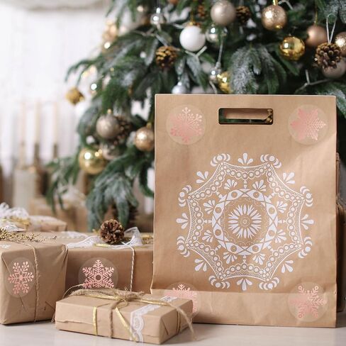 AnyDesign 1000Pcs Clear Christmas Stickers Roll Gold Foil Snowflake Stickers Xmas Winter Holiday Round Adhesive Label Stickers Decal for Xmas Envelopes Invitations Cards Gifts Decor, 6 Designs in Saudi Arabia