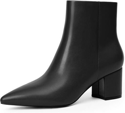 Modatope حذاء من الجلد للنساء أشار تو كتلة مكتنزة أحذية عالية الكعب الجانب سستة الخريف الشتاء أحذية بوت قصيرة للنساء الجوارب الكاحل in Kuwait