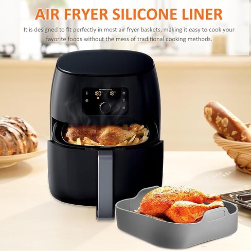 iplusmile Silicone Liners Square 8 Inches for Air Fryer, Reusable Silicone Pot Baking Tray Non Stick Food-grade Safe Air Fryer Liner Basket Accessories for Air fryers Oven in Saudi Arabia