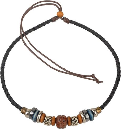 Adjustable Hemp Leather Beads Choker Necklace in Saudi Arabia