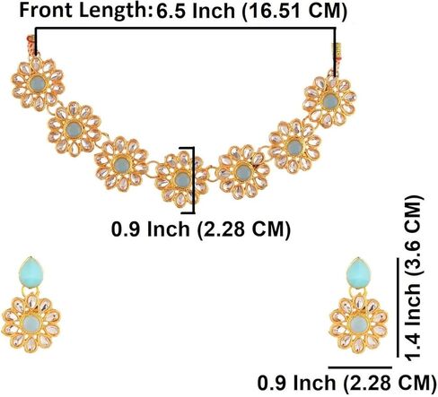 Efulgenz مجموعات المجوهرات الهندية للنساء مجوهرات بوليوود المجوهرات الهندية المختنق كوندان كريستال الزهور قلادة أقراط بوليوود مجموعة الزفاف الزفاف in Kuwait
