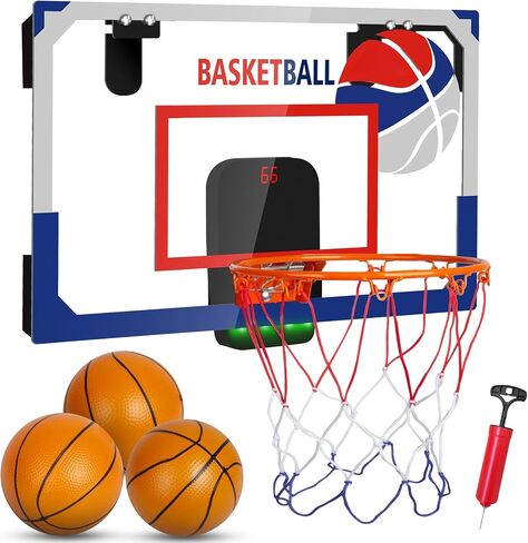 Mini Basketball Hoop Indoor Over The Door Small Basketball Sets, 3 Mini Balls, Foldable Basket, Hand Pump Included, for Bedroom Office in Saudi Arabia