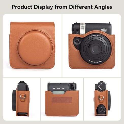 حافظة MUZIRI KINOKOO لكاميرا Instax Mini 99 الفورية، حافظة من جلد البولي يوريثان بتصميم عتيق Instax Mini 99 سهلة الحمل مع حزام كتف قابل للتعديل - أسود in Kuwait