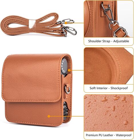 حافظة MUZIRI KINOKOO لكاميرا Instax Mini 99 الفورية، حافظة من جلد البولي يوريثان بتصميم عتيق Instax Mini 99 سهلة الحمل مع حزام كتف قابل للتعديل - أسود in Kuwait