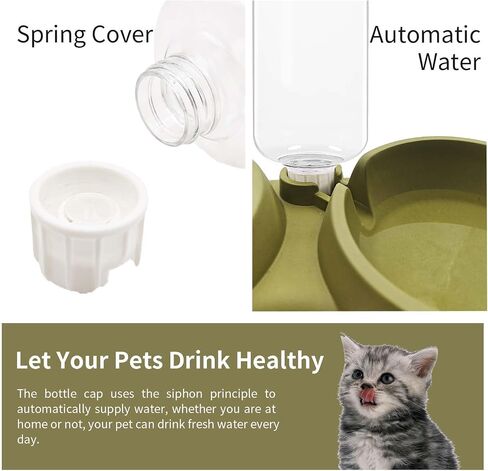 أوعية للكلاب من الخيزران، طقم أوعية لطعام القطط والماء مع موزع مياه أوتوماتيكي ووعاء من الفولاذ المقاوم للصدأ للكلاب والقطط الصغيرة (أخضر) in Saudi Arabia