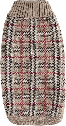 سترة الحيوانات الأليفة المحبوكة منقوشة باللون البيج من Nothers للكلاب الكبيرة والقطط، ملابس معطف دافئ، ملابس تريكو شتوية للحيوانات الأليفة للطقس البارد، مقاس X-Large (XL) 19 بوصة طول الظهر، Xlarge طول الظهر 19 بوصة in Kuwait