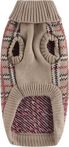 سترة الحيوانات الأليفة المحبوكة منقوشة باللون البيج من Nothers للكلاب الكبيرة والقطط، ملابس معطف دافئ، ملابس تريكو شتوية للحيوانات الأليفة للطقس البارد، مقاس X-Large (XL) 19 بوصة طول الظهر، Xlarge طول الظهر 19 بوصة in Kuwait