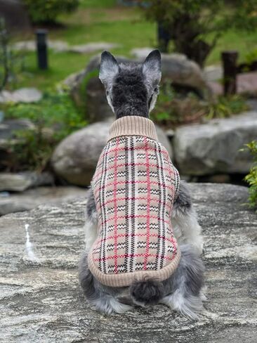 سترة الحيوانات الأليفة المحبوكة منقوشة باللون البيج من Nothers للكلاب الكبيرة والقطط، ملابس معطف دافئ، ملابس تريكو شتوية للحيوانات الأليفة للطقس البارد، مقاس X-Large (XL) 19 بوصة طول الظهر، Xlarge طول الظهر 19 بوصة in Kuwait