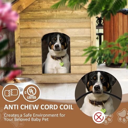 Briidea سخان بيت الكلب بقدرة 400 واط مع تقنية التسخين السريع PTC لمدة 3 ثوانٍ، 32 درجة فهرنهايت - 122 درجة فهرنهايت، سلك مضاد للمضغ بطول 11.5 قدم، يسخن حتى 120 قدم مكعب، مثالي لبيوت الكلاب وأقفاص الدجاج وأقفاص الأرانب in Kuwait