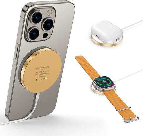 قاعدة شحن لاسلكية مغناطيسية 3 في 1 لسلسلة iPhone 12-15، شحن لأجهزة متعددة، شاحن لاسلكي Mag-Safe لساعة Apple 9/8/7/6/5/4/3/2/SE & AirPods 3/2/ برو in Saudi Arabia