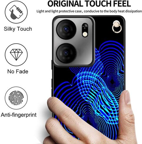 حافظة TPU مرنة لهاتف BLU View 5 B160V، حافظة Tracfone BLU View5 B160V مع حزام معصم بحبل حول الجسم بدون استخدام اليدين | نمط الأزهار الأزرق الداكن المشارب زهرة اللوحة لينة غطاء BLUView 5 ضئيلة in Saudi Arabia