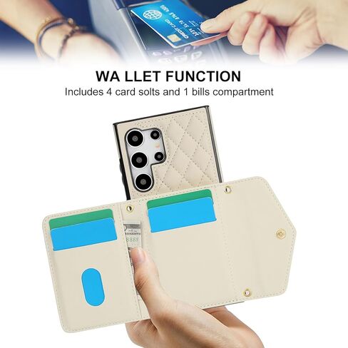 for Samsung Galaxy S24 Ultra (Not S24) Crossbody Wallet Case for Women, PU Leather Card Slot Phone Case with Cash Pocket Kickstand Purse Lanyard Case for Samsung S24 Ultra.Pocket Black in Kuwait