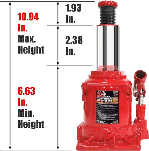 BIG RED T91207A-1 Torin Hydraulic Stubby Low Profile Bottle Jack, 12 Ton (24,000 LBs),Red in Saudi Arabia