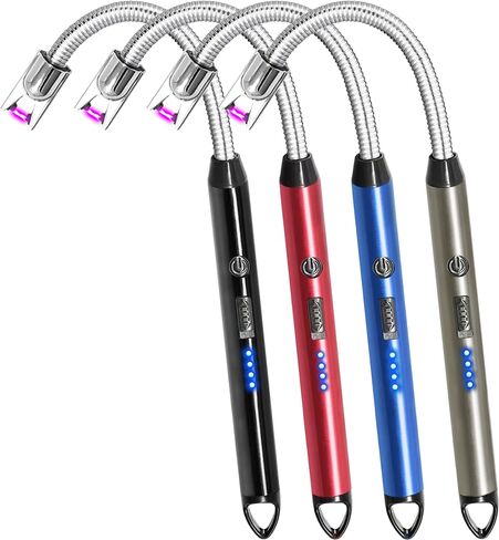4 Pack Candle Lighter Electric Lighter Rechargeable Arc Lighter Windproof Flexible Neck Long Lighter Rotate 360 Plasma Lighter USB Flameless Lighters Candles Grill BBQ Camping in Saudi Arabia
