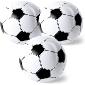 AMOR PRESENT Inflatable Footballs, 3PCS 12Inch Inflatable Soccer for Kids Beach Balls Sports Themed Birthday Parties, Beach Pool Party Toys, Summer Games, Sports Favors