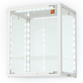 SupBro Display Case with LED Lights-Voice Control-Easy to Assemable Show Case, Stackable Design for Action Figures Toys,Funko Pop Figures Collectibles Storage(10.4 x 5.9 x 8.7inch (1pack), White)