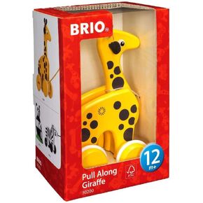 BRIO 30200 Infant & Toddler - Pull Along Giraffe Wood Baby Toy with Bobbing Head for Kids Ages 1 and up, Yellow/Brown