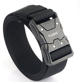 PTAKRQYDYIBJG حزام واجب تكتيكي 1.5 بوصة حزام شرطة مع مشبك سريع التحرير من النايلون الأسود حزام واجب إنفاذ القانون حزام قتالي أداة مساعدة للرجال من رجال الإطفاء العسكريين من الشرطة in Kuwait