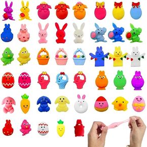 45Pcs Easter Mochi Squishy Toys Mini Kawaii Animal Squishy Toy Stress Relief Easter Basket Fillers Birthday Classroom Prize Party Favors