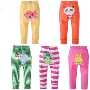 Monvecle Unisex Baby Multi Pieces Newborn to Toddler Cotton Long Pants Shorts Gift Set Packs (US, Age, 24 Months, 5pcs Random Color -Girl Pants)