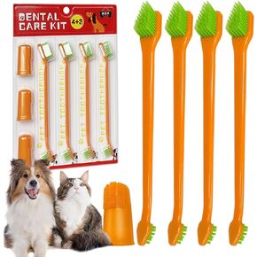 Wuffove Dog Toothbrush, Finger Toothbrushes, Double Head Toothbrush,Cleaning Brushes for Dog Cat Oral Dental Health, 7 PCS