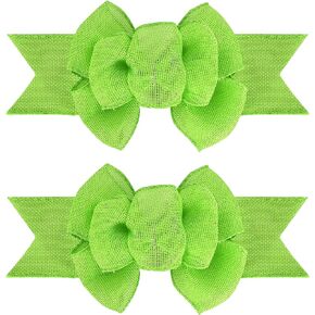 TONIFUL 2 Pcs Light Green Burlap Bows Green Decorative Bows Made of Wired Burlap Ribbons for Wreaths Tree Topper Basket Decorations Gift Wrapping Bows for Spring Summer Easter Day Decoration
