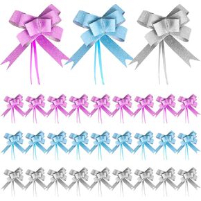 أقواس لتغليف الهدايا، أقواس هدايا بعرض 18 مم، أقواس سحب 3 ألوان، أقواس هدية لتزيين الهدايا، أقواس سحب لتغليف الهدايا للهدايا، سلال هدايا لحفلات الزفاف في عيد الميلاد (30 قطعة) in Kuwait