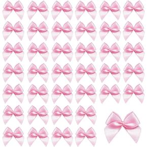 Mini Satin Ribbon Bows, 200pcs Small Ribbon Bows Flowers DIY Appliques Crafts Pre-Tied Ribbon Satin Bows for Sewing Scrapbooking Crafts Decoration Wedding Gift Box Ornament