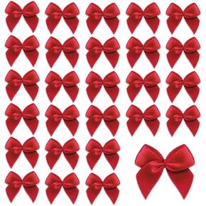 Mini Satin Ribbon Bows, 200pcs Small Ribbon Bows Flowers DIY Appliques Crafts Pre-Tied Ribbon Satin Bows for Sewing Scrapbooking Crafts Decoration Wedding Gift Box Ornament