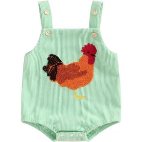 Tsnbre Baby Boy Girl Summer Clothes Corduroy Romper Sleeveless Farm Chicken Bodysuit Overalls Cute Newborn Outfits