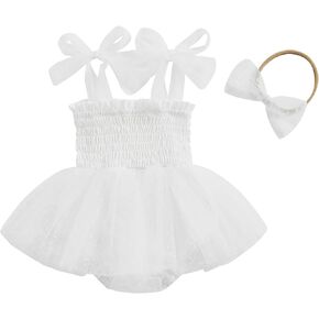 Murnouche Newborn Baby Girl Romper Dress Summer Clothes Boho Photoshoot Outfits with Headband