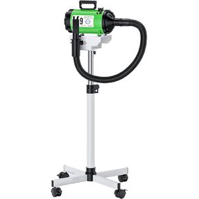 PetLife Hair Dryer Stand for Salon Groomer, 4.3HP Variable Speed, Dog Grooming Hair Dryer Stand with Heater, Low Noise, Green, Includes 4 Styling Attachments