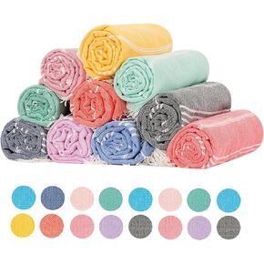 12 Packs Turkish Beach Towels Set Adult Pool Swim Towel Bulk Yoga Blanket Oversized Sand Free Quick Dry Lightweight Extra Large Fast Drying Travel Towels Camping Blanket Vacation Must Haves