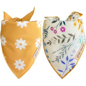 Dog Bandanas - 2 Pack, Stylish Dog Bandana Small for Boys and Girls - Scarves for Cats and Small Dogs - Premium Durable Fabric, Boho Pattern by Odi Style (Small)