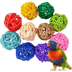 10 Pack Rattan Balls 1.2 inch Colored Wicker Ball Birds Quaker Parrot Parakeet Chewing pet bite Ball for Budgies Conures Hamsters Ball Orbs Crafts DIY Accessories vase fillers in Kuwait