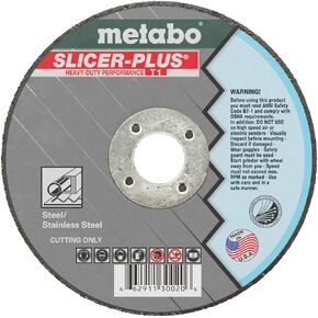 Metabo 4-1/2-inch Slicer Plus Wheel | Type 27 | 4.5" x .045" x 7/8" | A60TX | Zirconia Alumina | Super Performance | Improved Performance in Steel, Stainless Steel | 655351000